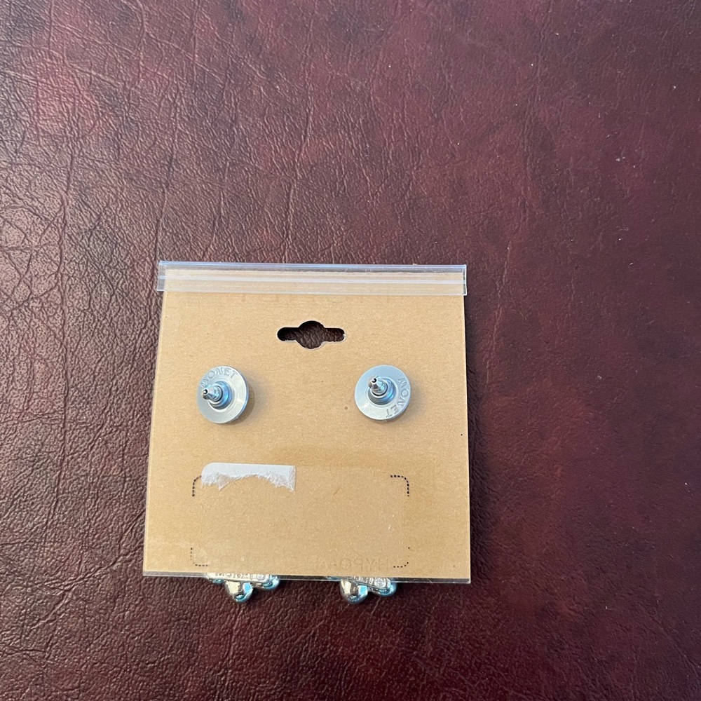 Monet Silver and Blue Floral Earrings - Picture 4 of 4